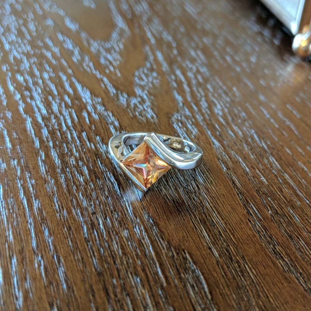 Peach champagne stone sterling ring